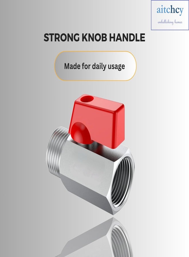 Aitchcy Forged Brass Mini Ball Valve 1/2" (15mm) Male & Female Ends | Shut Off Switch 1/2 Inch (15mm) Npt Male-Female Thread For Water Treatment | Plumbing Solutions | Irrigation | Industrial (2Pc) - Image 4
